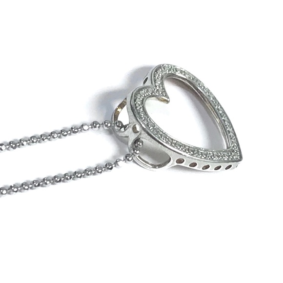 STERLING SILVER OPEN HEART PENDANT NECKLACE - Picture 4 of 10